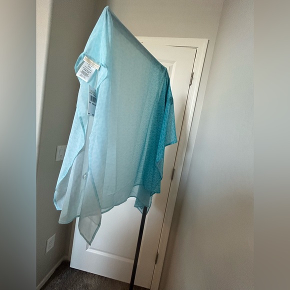 MICHAEL KORS MK Signature Ombre Logo Pareo Turquoise Beach Cover-Up - Picture 12 of 15